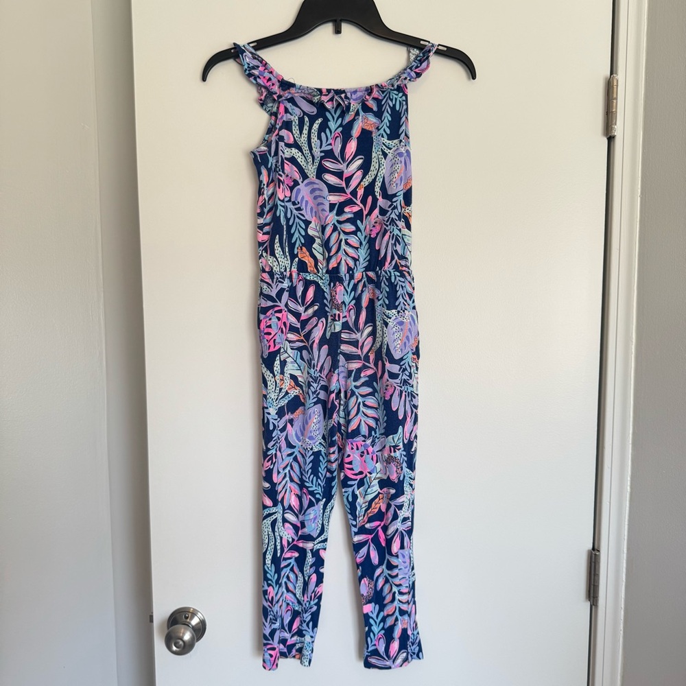 Lilly Pulitzer - Girl's (M, Sz 6-7) Vika Floral Neon Jumpsuit Jumper